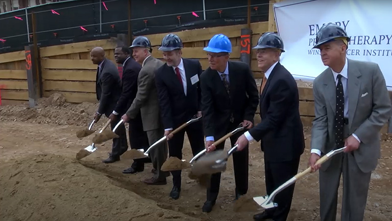Winship, Emory and City of Atlanta leaders during ground breaking ceremony for Emory Proton Therapy Center